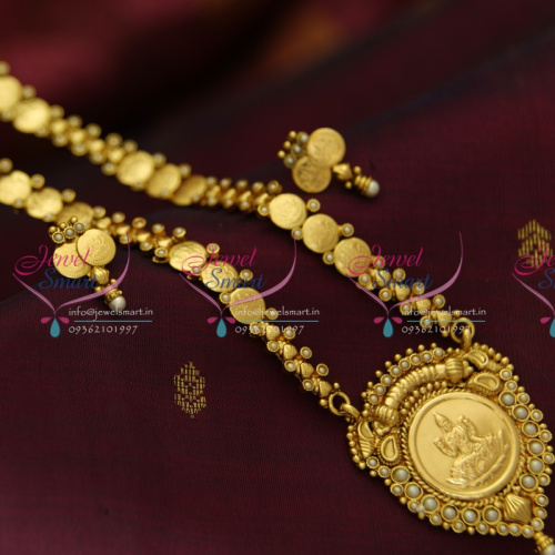 NL3969 Indian Traditional Temple Jewellery Antique Gold Plated Laxmi Haram Simple Elegant Lowest Online Price