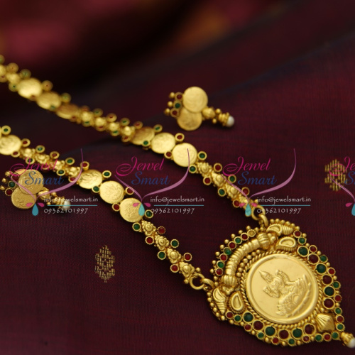 NL3970 Indian Traditional Temple Jewellery Antique Gold Plated Laxmi Haram Simple Elegant Lowest Online Price