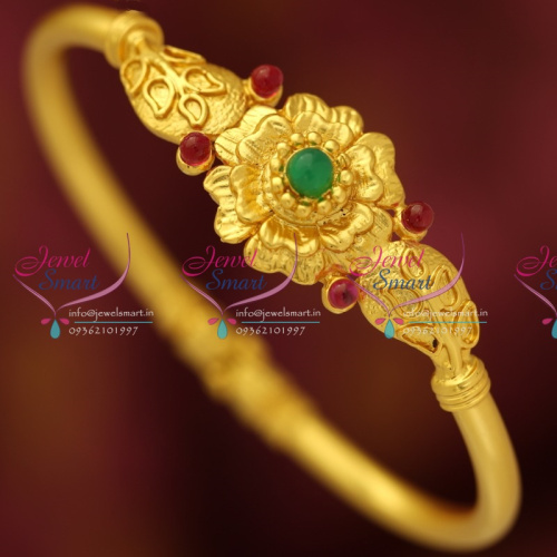 BA5437 One Gram Temple Jewellery Kemp Kada Real Look Gold Design Collections Online