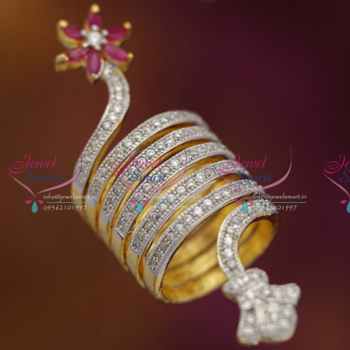 FR3985 AD White Ruby Snake Spiral Design Party Wear Finger Rings Buy Online Fashion