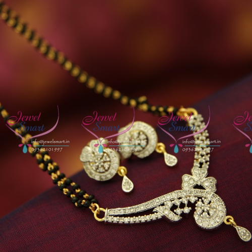 M4006 CZ Mangalsutra Indian Traditional Auspicious Jewellery Online Gold Plated CZ Pendant