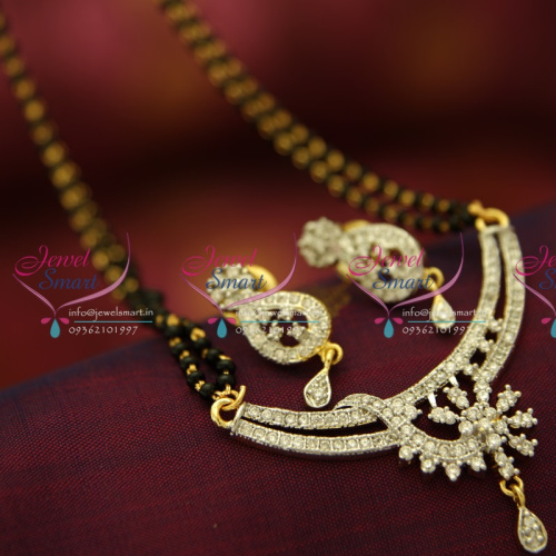 M4008 CZ Mangalsutra Indian Traditional Auspicious Jewellery Online Gold Plated CZ Pendant