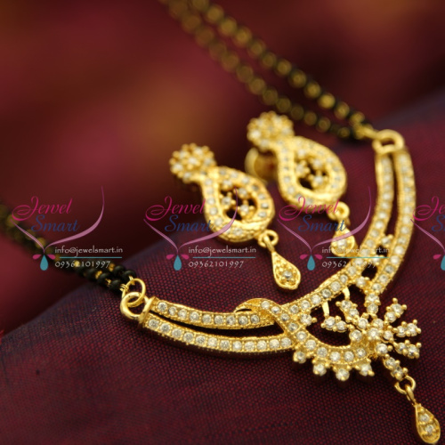 M4009 CZ Mangalsutra Indian Traditional Auspicious Jewellery Online Gold Plated CZ Pendant