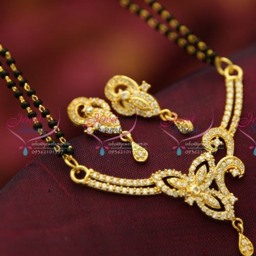 M4010 CZ Mangalsutra Indian Traditional Auspicious Jewellery Online Gold Plated CZ Pendant