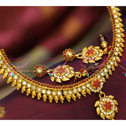 NL0840 Antique Gold Plated Handmade Multi Colour Simple Elegant Jewellery Set
