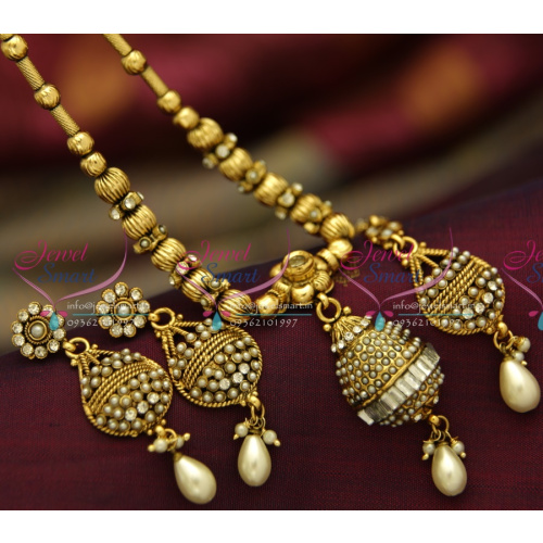 NL4023 Simple Antique Beaded Design Fancy Jewellery Set Tikka Earrings Shop Online