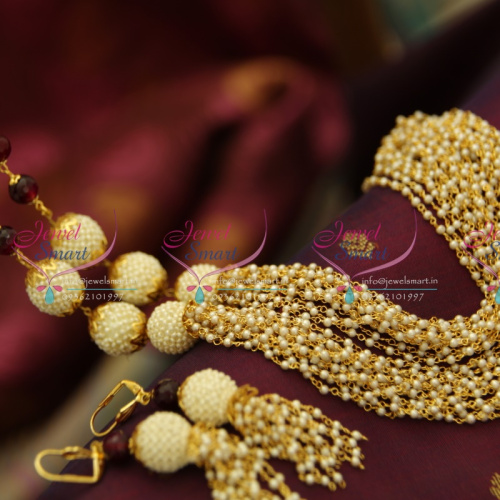 NL4042 Semi Precious Bead Fancy Pearl Mala Multi Strand Beaded Gorgeous Jewellery Shop Online