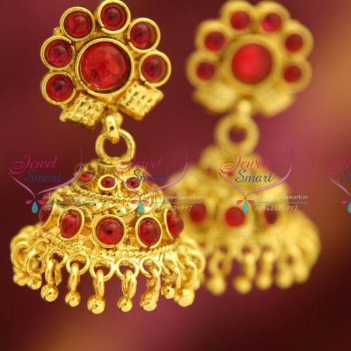 J0250 Temple Kemp Small Antique Jhumka Earrings Traditional Ethnic Indian Jewellery