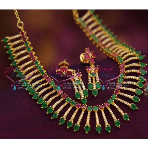 NL3348 Ruby Emerald CZ Latest Gold Design Imitation Jewellery Set Buy Online