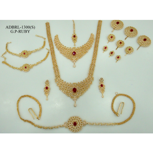 ADBRL1300GPR American Diamond Grand Full Bridal Jewellery Set Buy Online