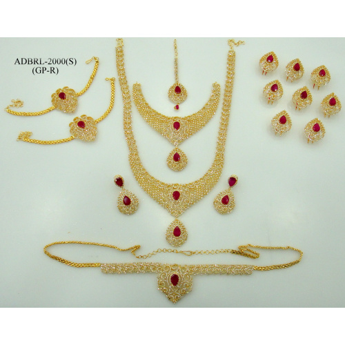 ADBRL2000GPR American Diamond Grand Full Bridal Jewellery Set Buy Online