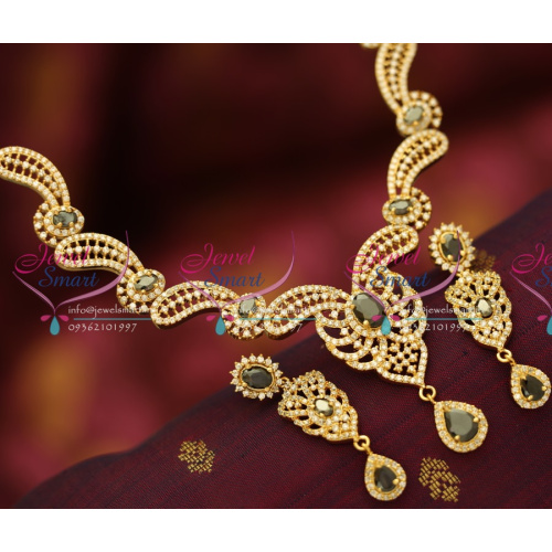 NL5705 White AD Ruby Leaf Fancy Design CZ Gold Plated Jewellery Set Buy Online