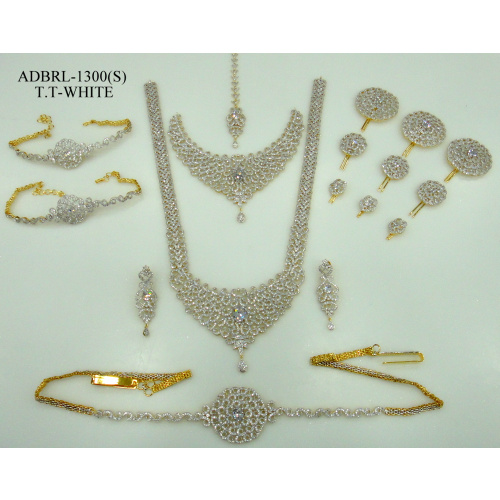 ADBRL1300TTW American Diamond Grand Full Bridal Jewellery Set Buy Online