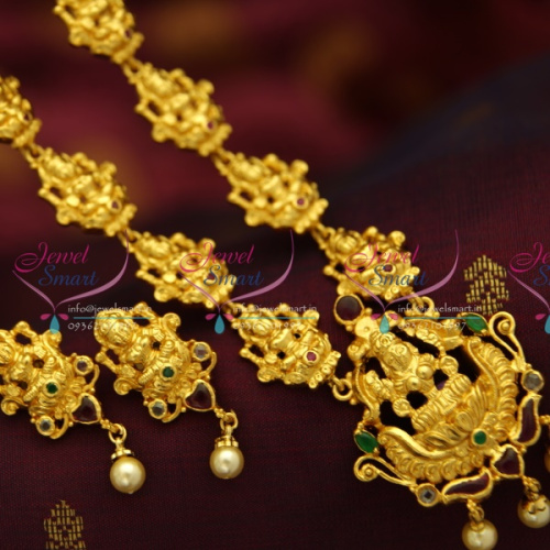 NL4138 Nakshi Design One Gram Temple Laxmi God Pendant Real Look Traditional Indian Jewellery Set Online