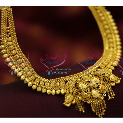 NL3722 Gold Plated Handwork Intricate Work Necklace Set Traditional Jewellery
