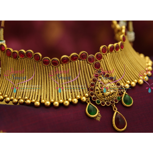 NL4176 Kemp Temple Jewellery Grand Gold Design Choker Jewellery Set Online