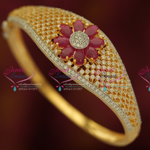 BA4230 CZ Ruby Stones Gold Plated Kada Party Wear Jewellery Buy Online