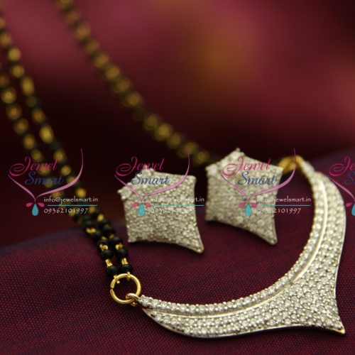 M4258 CZ Mangalsutra Indian Traditional Auspicious Jewellery Online Gold Plated CZ Pendant