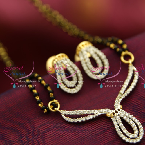 M4260 CZ Mangalsutra Indian Traditional Auspicious Jewellery Online Gold Plated CZ Pendant