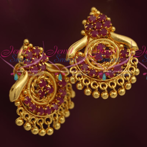 ES4227 Daily Wear Ruby White Screwback Earrings Gold Finish Jewellery Buy Online