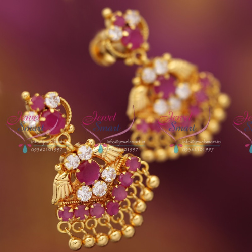 ES4278 Daily Wear Ruby White Screwback Earrings Gold Finish Jewellery Buy Online