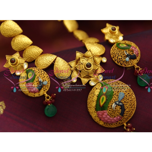 NL4295 One Gram Gold Plated Beautiful Real Look Intricate Peacock Design Jewellery Screwback Earrings Online