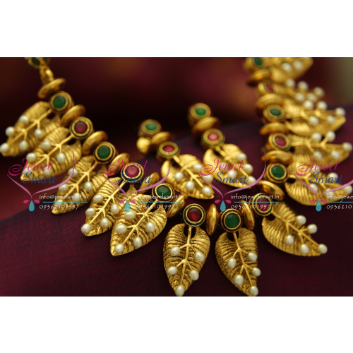 NL1809 Exclusive Gold Design Handmade Real Pearls Ruby Emerald  Beaded Jewellery Necklace Earrings Online