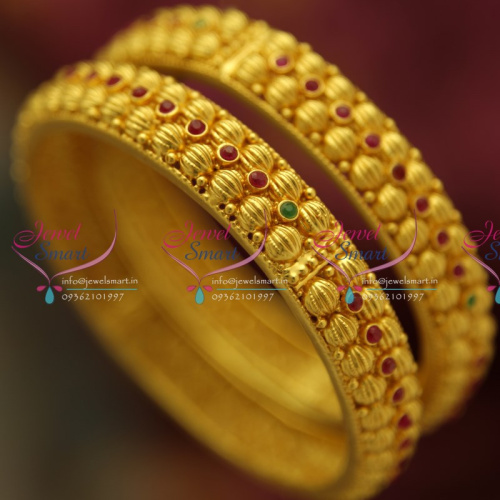 B4312M 2.6 Size Beads Design Double Line One Gram Bangles High Quality Jewellery