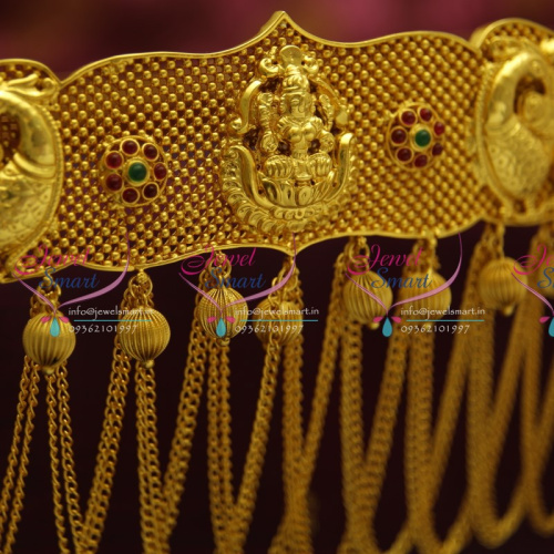 H1214 Temple Vaddanam Flexible Belt Oddiayanam Gold Plated Nakshi Pendant Traditional Wedding Jewelry