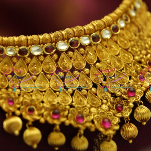 NL4349 One Gram Exclusive Jadau Kundan Choker Necklace Grand Real Look Latest Jewellery