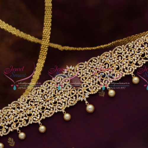 H4411 CZ Ruby Gold Design Latest Hip Chain Vaddanam Wedding Collections Online