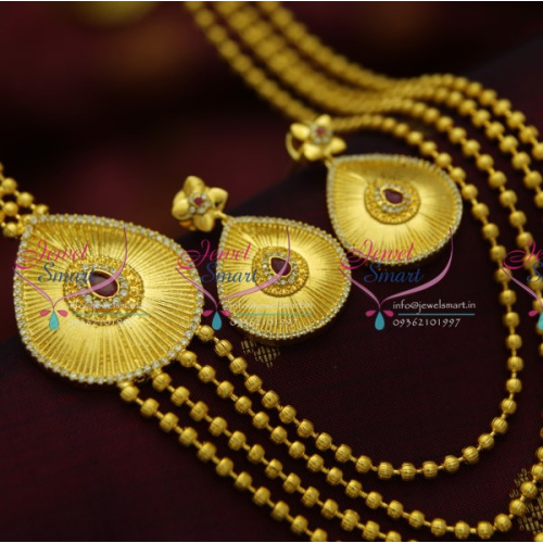 NL4426 Multi Strand CZ Ruby Stylish Side Pendant Gold Plated Jewellery Buy Online