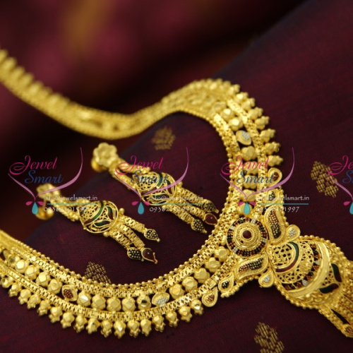 NL4436 Forming One Gram Handmade South Indian Traditional Haram Long Necklace Online