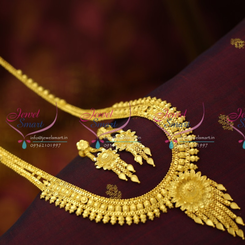NL4170 Forming One Gram Handmade South Indian Traditional Haram Long Necklace Online