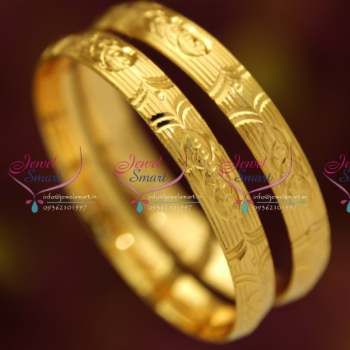 B4470S 2.4 Size Thick Metal Finish 2 Pieces Set Bangles Online Offer Price