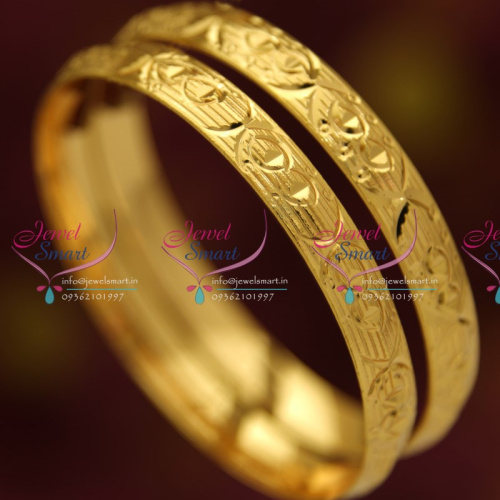 B4471M 2.4 Size Thick Metal Finish 2 Pieces Set Bangles Online Offer Price