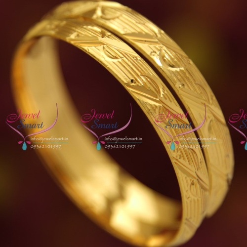 B4473M 2.6 Size Thick Metal Finish 2 Pieces Set Bangles Online Offer Price