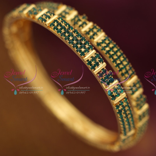 B6497X 2.10 Size 2 Pieces Party Wear Green Colour Stone Bangles Jewellery Online