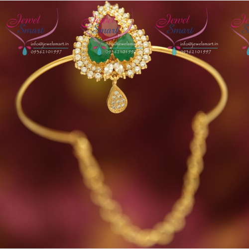 V4528 Ruby Emerald CZ Fancy South Traditional Hand Jewellery String Vanki Collections Online
