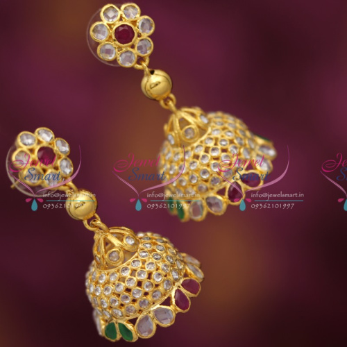E4536 Uncut Diamond Finish Jhumka Stylish Latest Fashion Jewelry Buy Online