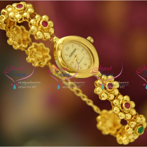 B4601 Fancy Floral Design Watch Strap Chain Bracelet Latest Jewellery Online