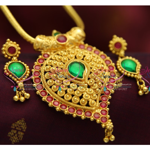 NL4613 Mango Design Roll Kodi Chain Kemp Pendant South Indian Attigai Jewellery
