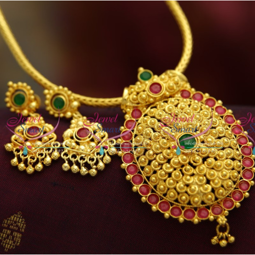 NL4615 Oval Design Roll Kodi Chain Kemp Pendant South Indian Attigai Jewellery
