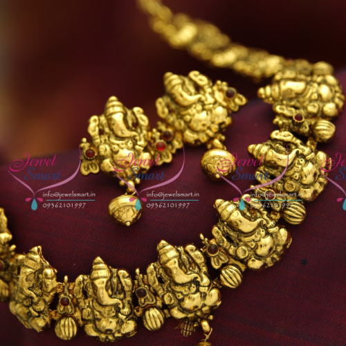 NL4657 Lord Ganapati Antique Exclusive Real Look Handmade Nagas Nakshi