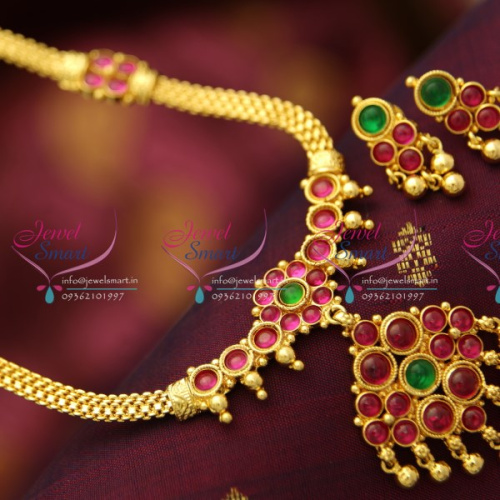 NL1795 South Indian Gold Plated Traditional Kemp Jewellery Haram Long Necklace Gold Imitation Jewellery