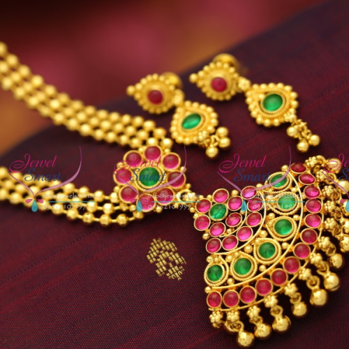 south-indian-traditional-attigai-3-strand-beads-mala-attigai-kemp-jewellery-screwback-earrings