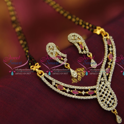 M4263 CZ Ruby Mangalsutra Indian Traditional Auspicious Jewellery Online Pendant