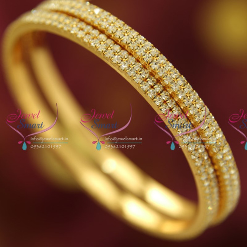 B4716M 2.6 Size Full White Stone Gold Oultine Fancy Design Bangles Buy Online