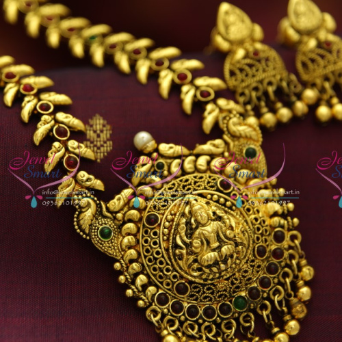 NL4740 Temple Laxmi Design Antique Nakshi Nagas Haram South Traditional Jewellery Online