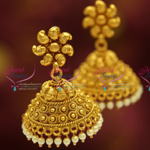 J1906 Antique Traditional South Indian Jewellery Big Broad Jhumka Low Price 